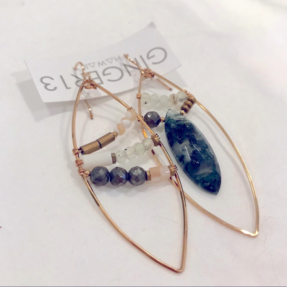 Gold Beaded Dangle Earrings